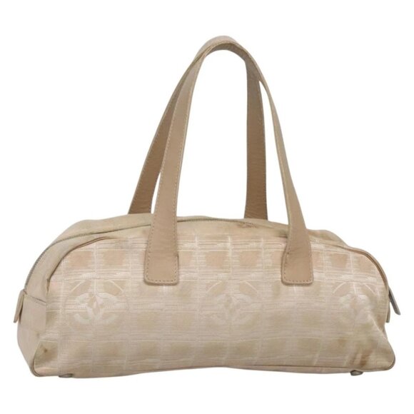 CHANEL New Travel Line Hand Bag Nylon Beige Silver CC Auth bs29078 - Picture 2 of 15